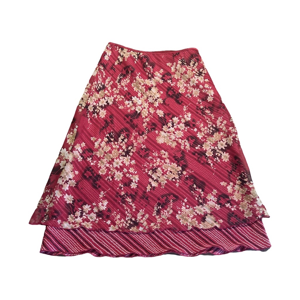 Jonathan Martin red satin floral skirt